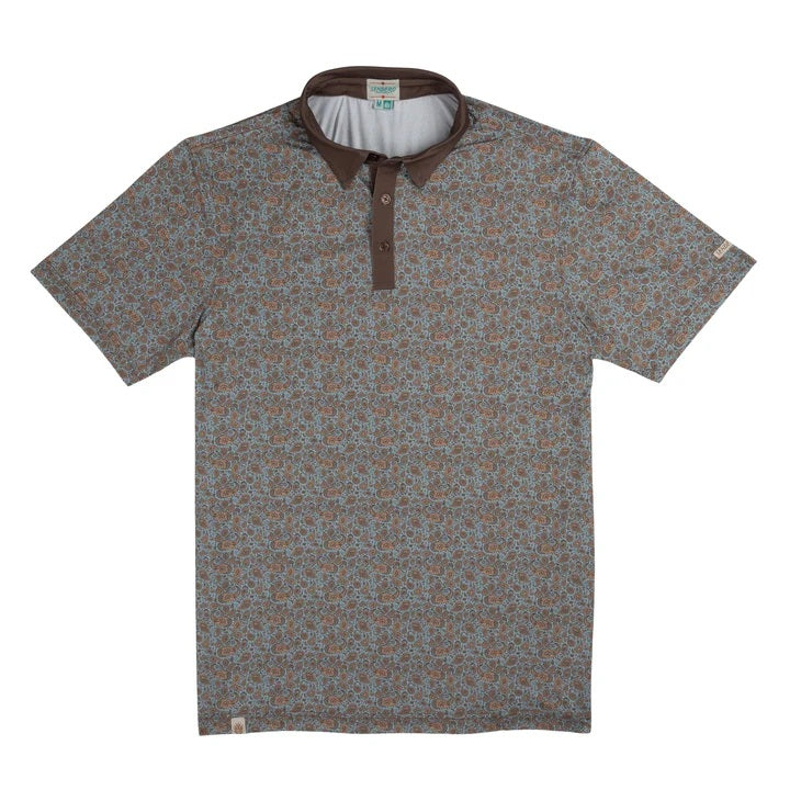 High Noon Performance Polo- Wildrose Paisley/Sky Blue